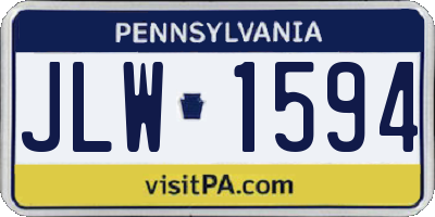 PA license plate JLW1594