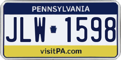 PA license plate JLW1598