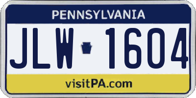 PA license plate JLW1604