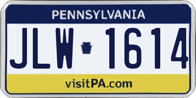 PA license plate JLW1614