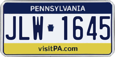 PA license plate JLW1645