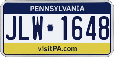 PA license plate JLW1648