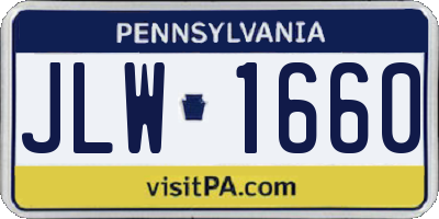 PA license plate JLW1660
