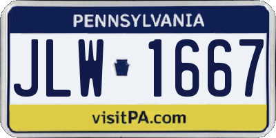 PA license plate JLW1667