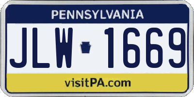 PA license plate JLW1669