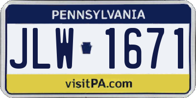 PA license plate JLW1671