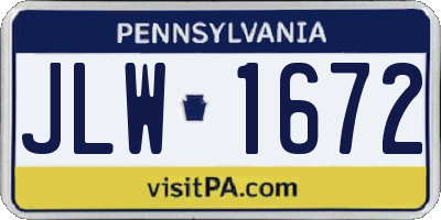 PA license plate JLW1672