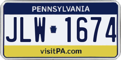 PA license plate JLW1674