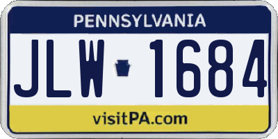 PA license plate JLW1684