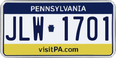 PA license plate JLW1701
