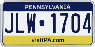 PA license plate JLW1704