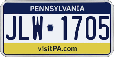 PA license plate JLW1705