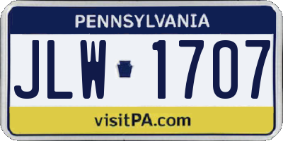 PA license plate JLW1707