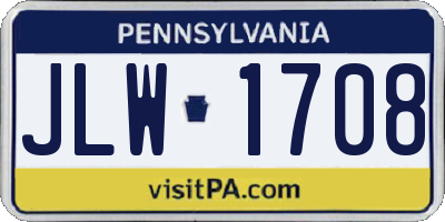PA license plate JLW1708