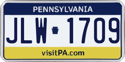 PA license plate JLW1709
