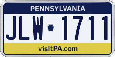 PA license plate JLW1711
