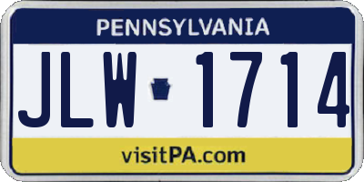 PA license plate JLW1714
