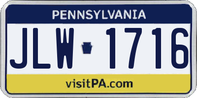 PA license plate JLW1716