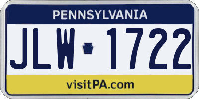 PA license plate JLW1722