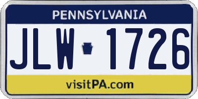 PA license plate JLW1726
