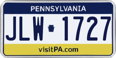 PA license plate JLW1727