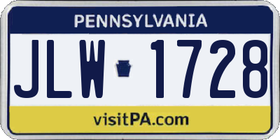PA license plate JLW1728