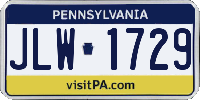 PA license plate JLW1729