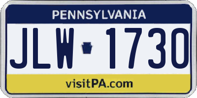 PA license plate JLW1730