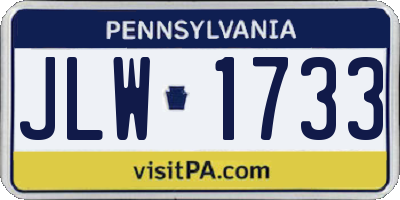 PA license plate JLW1733