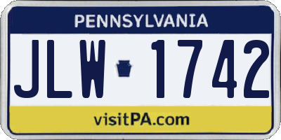 PA license plate JLW1742