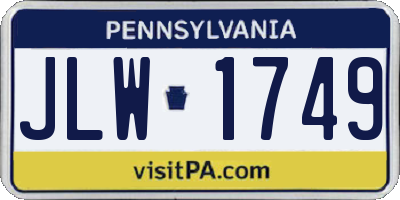 PA license plate JLW1749