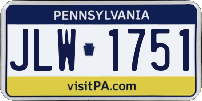 PA license plate JLW1751