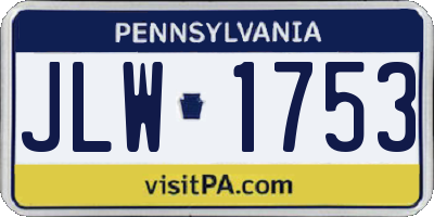 PA license plate JLW1753