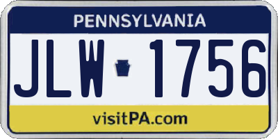 PA license plate JLW1756