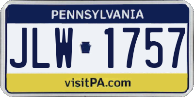PA license plate JLW1757