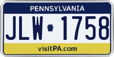PA license plate JLW1758