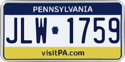 PA license plate JLW1759