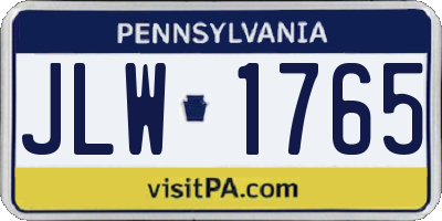 PA license plate JLW1765
