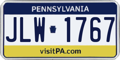 PA license plate JLW1767