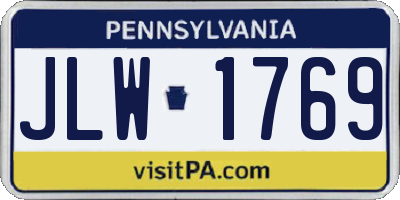 PA license plate JLW1769