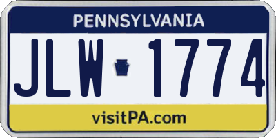 PA license plate JLW1774