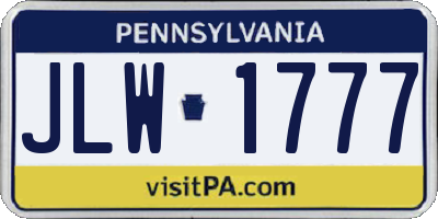 PA license plate JLW1777