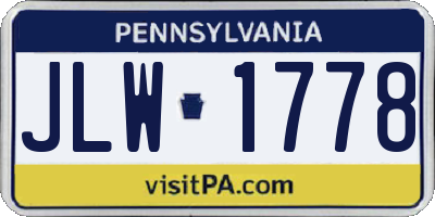 PA license plate JLW1778