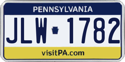 PA license plate JLW1782