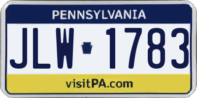 PA license plate JLW1783