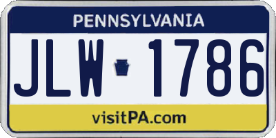 PA license plate JLW1786