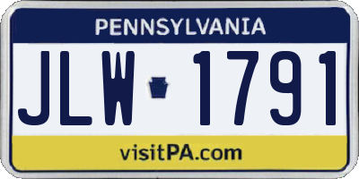 PA license plate JLW1791