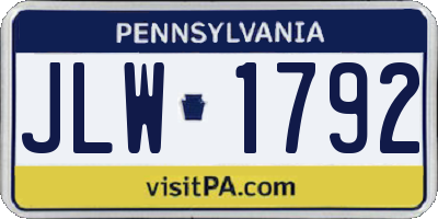 PA license plate JLW1792