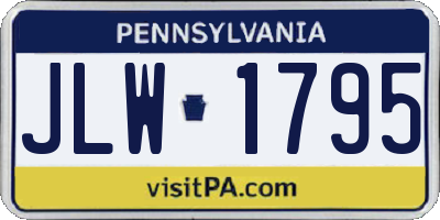PA license plate JLW1795