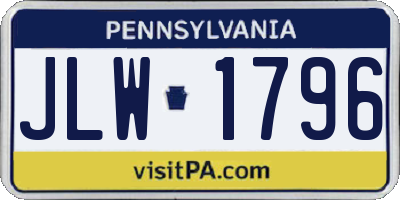 PA license plate JLW1796